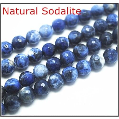 New beads nature stone faceted chinese sodalite stone beads accesories for charms bracelet making size 4mm 6mm 8mm 10mm 12mm