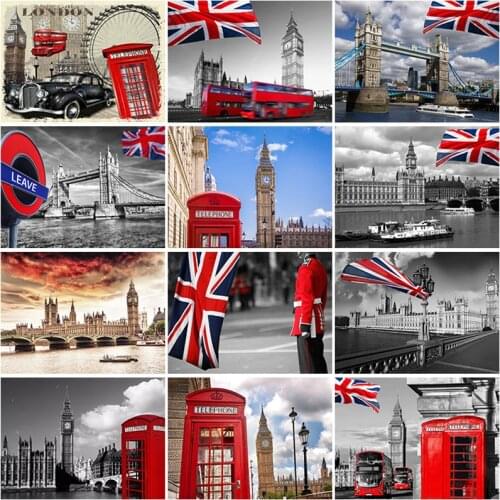 DIY 5D Diamond Painting Full Round & Square Resin Mosaic Diamond Embroidery Cross Stitch Kits Wall Art Decor London Street