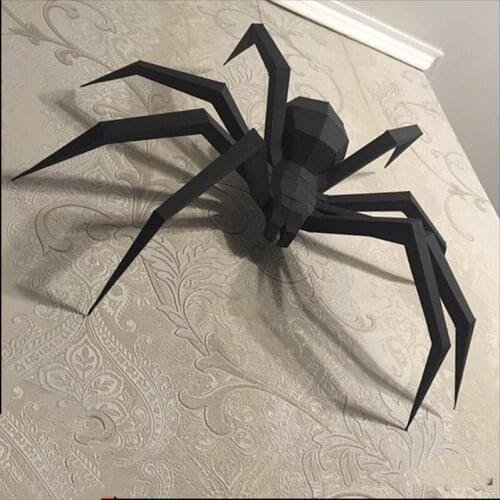 DIY Black Spider Arachnid Huge 3D Papercraft Puzzles Toy For Home Restaurant Stores Bars Waterproof Paper Model Wall Decoration