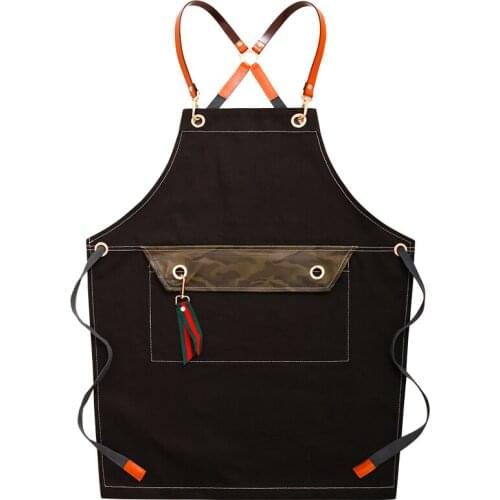 Denim Apron Kitchen Floral Mens and Womens Coffee Shop Milk Tea Shop Barber Work Clothes