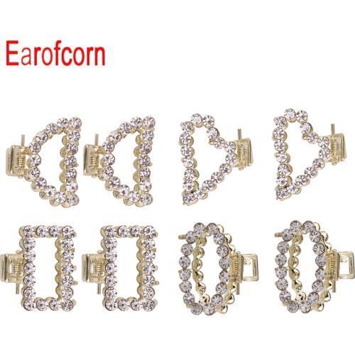 Earofcorn Exquisite Fashion Rhinestone Mouth Clips Non Slip Hair Accessories High Quality (2 Pieces)