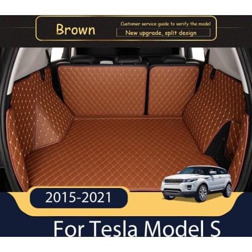 Custom Leather Car Trunk Mats For Tesla Model S 2015-2021 Rear Trunk Floor Mat Tray Carpet Mud