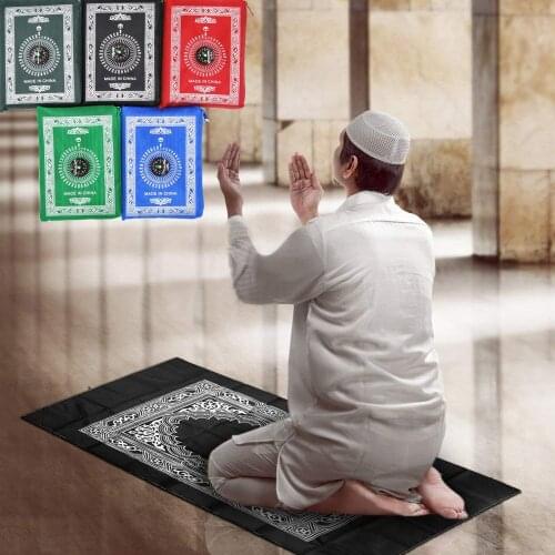 1pc 100x60cm Islam Muslim Prayer Mat Carpet Rug Compass Portable Waterproof Travel Pocket Islamic Arab Kneeling Mats with Bag