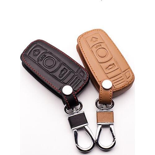 High quality 100% Leather Key Cover for BMW 1/3 Series 5 Series X1 X3 X5 X6 Z4 Key Remote Control Box Auto Accessories