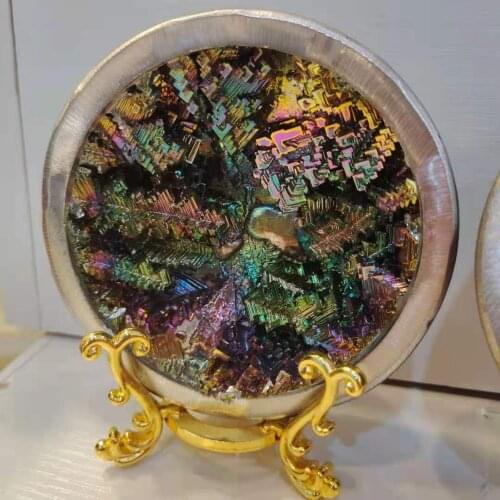 1 Pcs natural purple / blue / rainbow bismuth mineral ore crystal bowl for home decoration about 700g 110mm