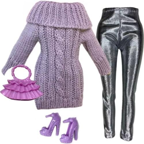 Fashion Sweater with pants and bag shoes Outfits Set for 1/6 BJD SD Doll Clothes Accessories Play House Dressing Up