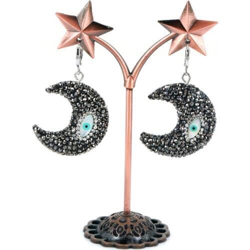 New Drop Earrings Black Zircon Rhinestone Pave Oval Pearl Bead Evil Eyes Earrings Dangle Earrings Charm Earrings jewelry Female