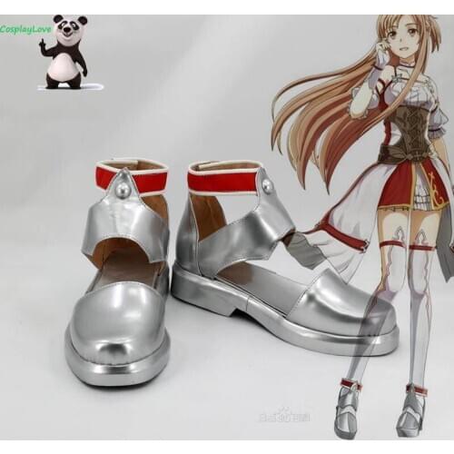 Sword Art Online Hollow Realization SAO Yuuki Asuna Yuki Asuna Game Silver Shoes Cosplay Boots