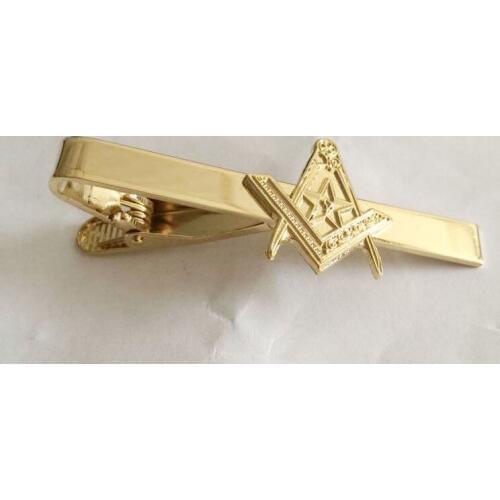 Factory Wholesale Square & Compass with Star Tie Bar Clip - 3/4" Tall