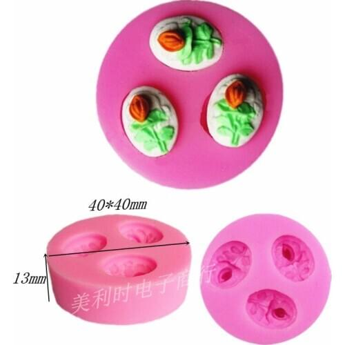 Wholesale Silicone mold K368 3D rose shape Clay mold Fondant cake mold Decoration mold Free shipping