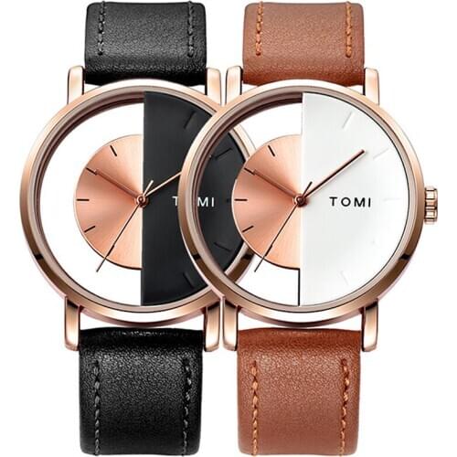 Couple Watch Transparent Dial Unisex Watches For Men Women Lovers Fashion Minimalist Leather Wristwatch Male Female Quartz Reloj
