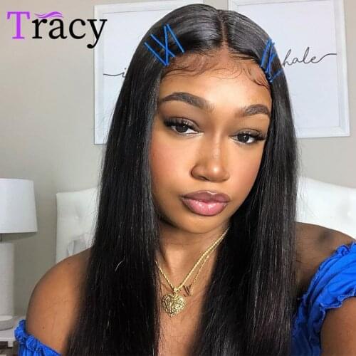 Straight Lace Closure Human Hair Wig 4x4x1 Lace Wig With Baby Hair Pre Plucked For Women Brazilian Remy Lace Front T-Part Wigs