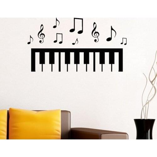 Piano Wall Decal Music Notes Black White Art Bedroom Home Decor Piano Studio Music Classroom Vinyl Stickers Window Mural