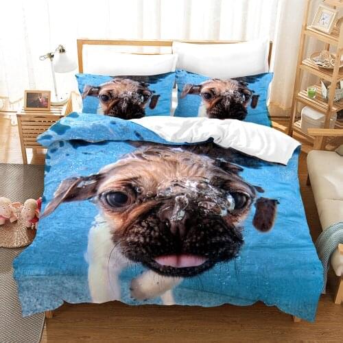 Dropshipping SINGLE only 1 Pillowcase Pattern Queen Size Bedding For Boys Duvet Cover Set Bedding Dog Swimming Water N03