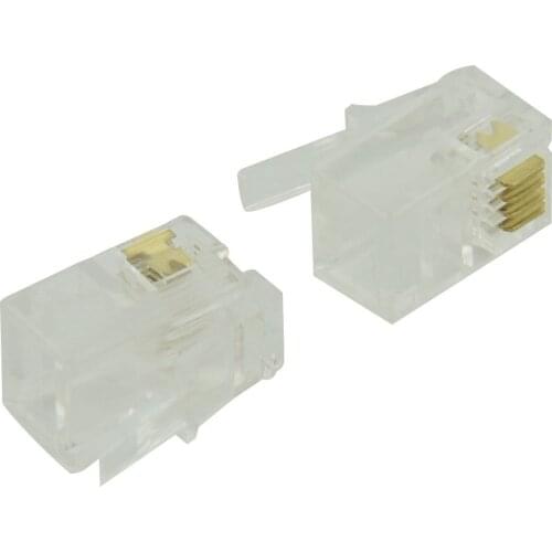RJ9 4P4C Plug phone Jack Connector 50 pieces, Transparent-Hot