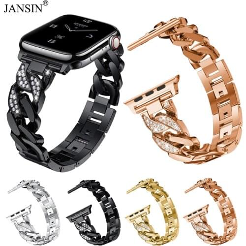 Women Ladies Bracelet for Apple Watch Band 38mm 42mm 40mm 44mm Fashion Diamond Cowboy Chains Strap For IWatch SE 6 5 4 3