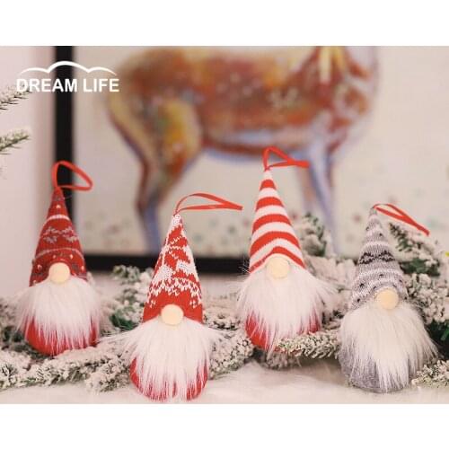 Christmas Ornament Knitting Forest Man Doll Small Pendant Faceless Doll Christmas Tree Ornament Home Decoration Room Decor