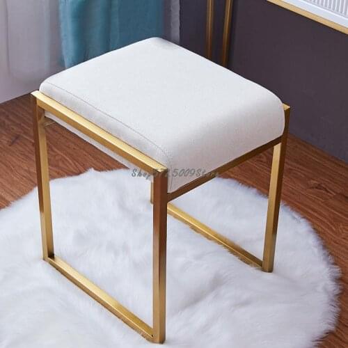 Nordic ins small apartment dressing table stool stainless steel modern minimalist bedroom net red dressing stool