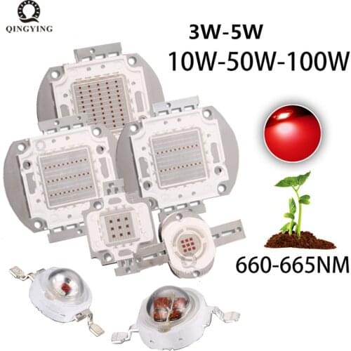 1W 3W 5Ｗ 10W 20W 30W 50W 100W Grow LED COB Chip Deep Red 660nm DIY Plant Fruit Growth For 1 3 5 10 30 50 100 W Watt Light Beads