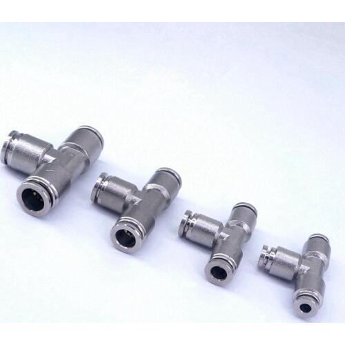 Tube Outer Diameter 4/6/8/10/12/14/16mm OD Tube Stainless Pneumatic Tee Branch Connector Fittings 0.1-4Mpa Air Vacuum