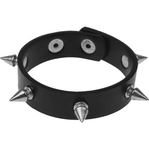Unisex Punk Rock Handmade Pu Leather Bangle Bracelet Cuff Wristband