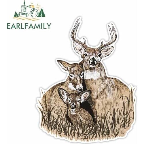 EARLFAMILY 13cm x 10.4cm Deer Family Printed Vinyl Decal for Car Truck SUV RV Auto Motorcycle Decor Cartoon Car Stickers