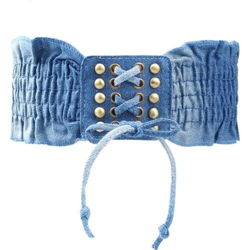 High Fashion Elastic Dress Belts for Women Punk Denim Stretchy Female Skirt Belts Corset Casual Fabric For A Dress QZ0360