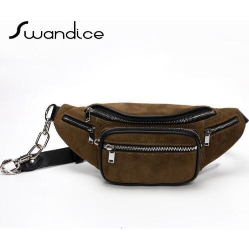 Lambskin Zipper Fanny Packs Chest Waist Bum Belt Handbags Real Genuine Cow Leather Crossbody Shoulder Bags Women Female Men 2020