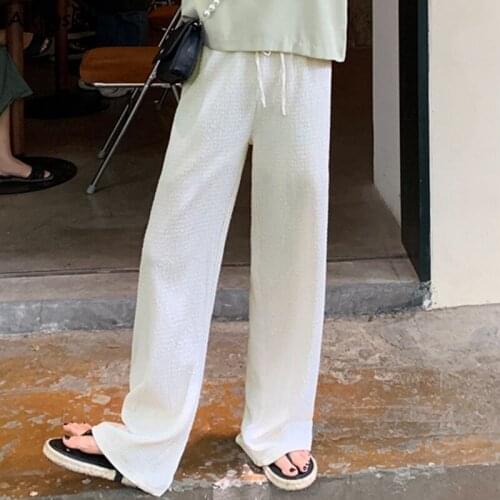 Women Pants Summer Folds Ulzzang Trendy Full-length Cozy White Black Casual Elegant All-match Streetwear Feminine Baggy Thin New