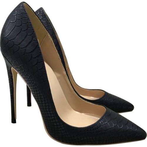 Quality Women Snake Heels Red Bottom Shoes Genuine Leather Pointed Toe Women Sexy Stilettos Night Club Summer Spring Shoe