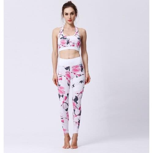 Women Fashion New Clothes Fitness Two-Piece Suit Printed Sports Bra Leggings Set Push Up Training Clothing New Running Tracksuit