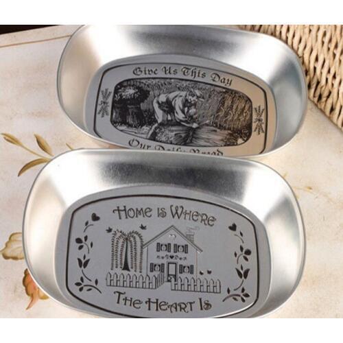 1PC 25x16.5cm Silver Vintage Iron Plate Storage Tray Fruit Plate Three-Dimensional Tin Plate Tray JL 003