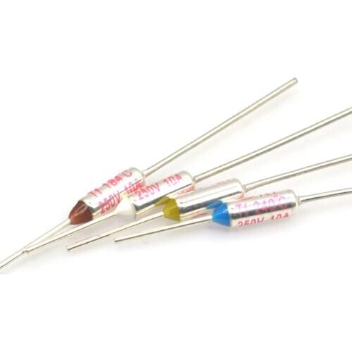 10Pcs RY 72C - 240C thermal guards Celsius Degree Thermal Fuse 10A 250V Micro Mini Electrical Temp Temperature Fuse Cutoff