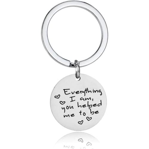 12PC Everything I Am You Helped Me To Be Keyrings Stainless Steel Charm Pendant Keychains Friends Lovers Couples Gifts Jewelry