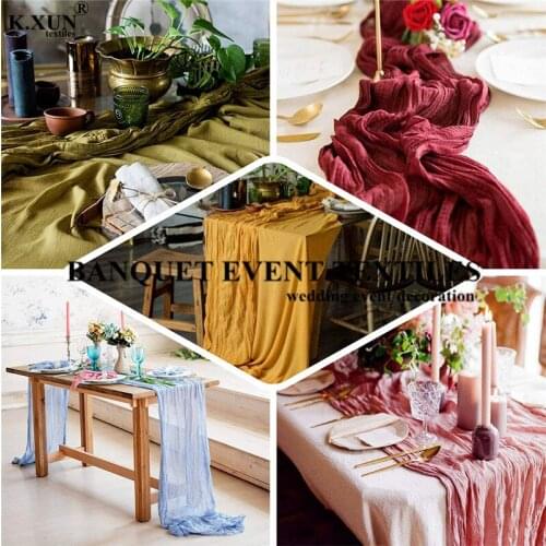 60cm Width Rustic Gauze Table Runner Party Cheesecloth Tablecloth Runners For Wedding Event Party Decoration