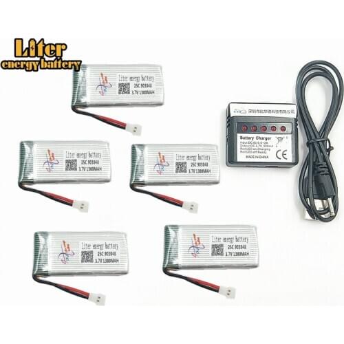 1300mAh 3.7V 903048 25c LiPo Battery + USB Plug AC Charger forX5SW X5SC X5 X5C RC Drone Quadcopter Spare Battery Parts