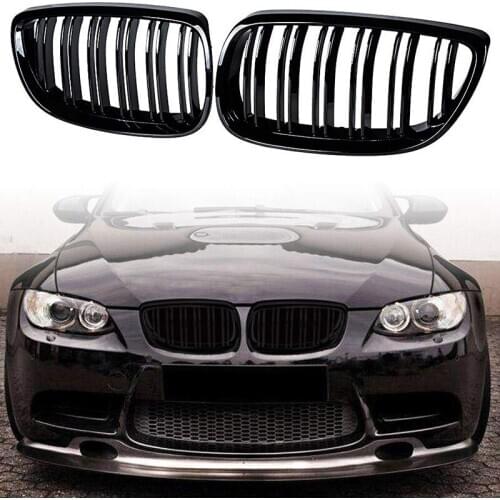 2Pcs Front Bumper Kidney Twin Fins Sport Grill Grille for BMW E92 E93 M3 2006-2009 08-13 3-Series M3(E92/E93) 07-10 E92 2D Coupe