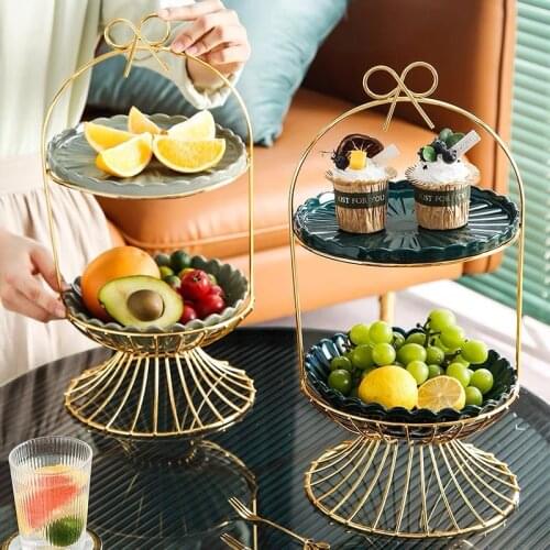 2 Layer Creative Cake Stand Fruit Tray Dishes for Serving Candy Snack Serving Plate Fruit Platter Christmas Decor Food Storage