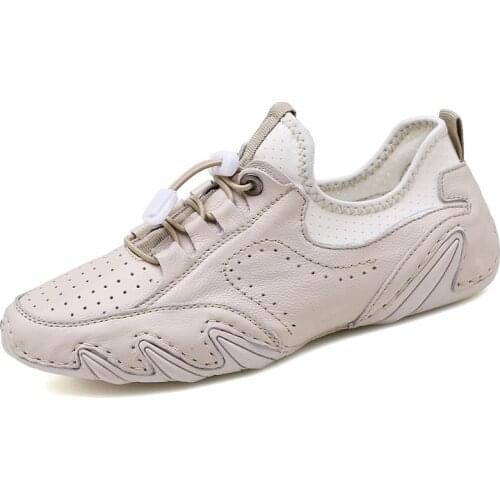 2021 Summer White Genuine Leather Fashion Casual Shoes Men Octopus Male Footwear Classic Flats Sneakers Mens driving shoes