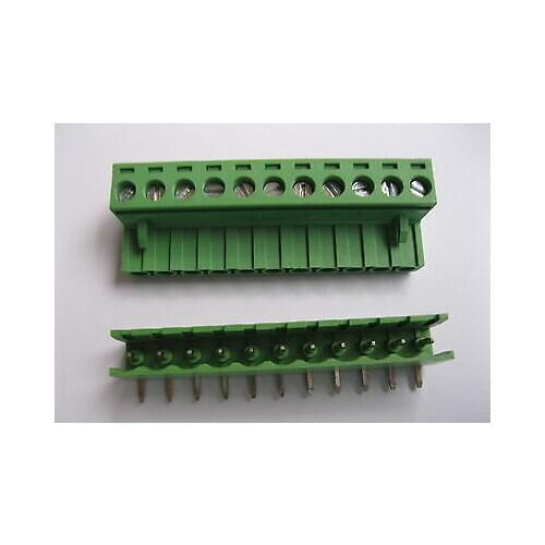 30 pcs 5.08mm Angle 11 pin Screw Terminal Block Connector Pluggable Type Green