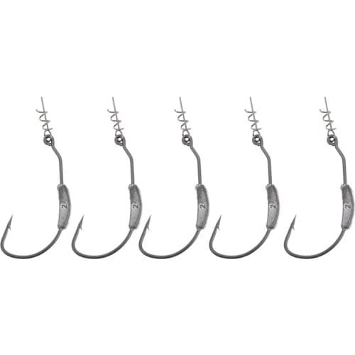 5Pcs Weighted Wide Gape Weedless Twistlock Hook Swimbait with Centering Pin 2/2.5/3/5/7g