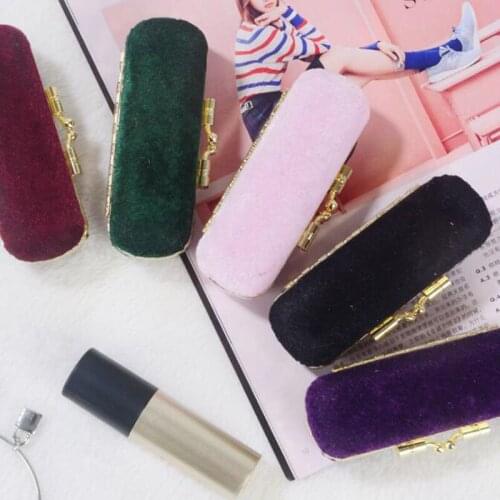 50pcs Retro Long Rooted Flannelette Soft Delicate Lipstick Mirror Case Portable Women Makeup Jewerly Box ZA6094