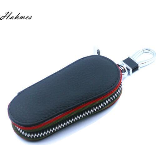 Add logo for free, Real Leather Key holder for car keys wallet pouch bag Genuine leather keychain housekeeper car key case