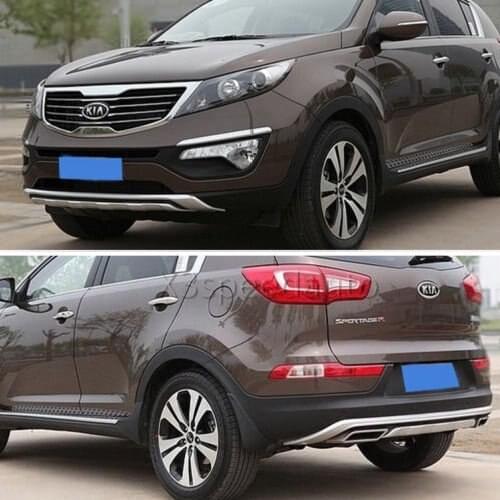 For KIA Sportage 2011-2015 ABS Front + Rear Bumper Protector Guard Cover 2pcs Car-styling