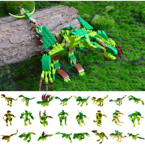 8pcs/set Dinosaurs Jurassic World Figures Model Building Tyrannosaurus Assemble Blocks Classic with Kids Toy Eight in one