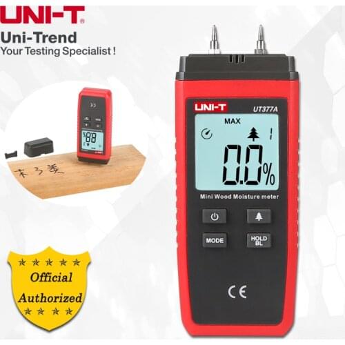 UNI-T UT377A Wood Moisture Meter; wood moisture meter, Low battery indication, Data hold, Max/Min, LCD Backlight