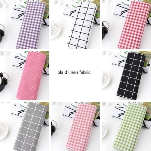 Plaid Cotton linen fabric Patchwork Textile Material DIY Sewing Pillow Cloth Background Cloth Linen Fabric