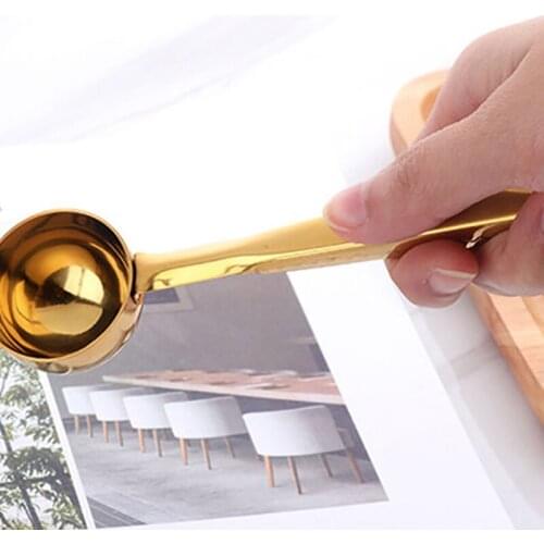 Coffee Scoop Clip - 8 PACK - Gold - Coffee Spoon Clip - Tea Scoop Bag Clip - Coffee Bag Clip Scooper