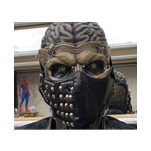 Steampunk mask rock show personality ghost head link mask stage performance party funny mask black and red