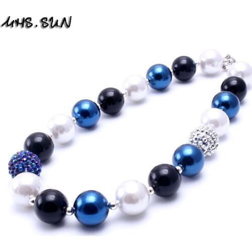 MHS.SUN Fashion Kids Pearls Beads Bubblegum Necklace 2pcs/lot Fashion Chunky Beads Necklace For Baby Girl Infant Jewelry BN109